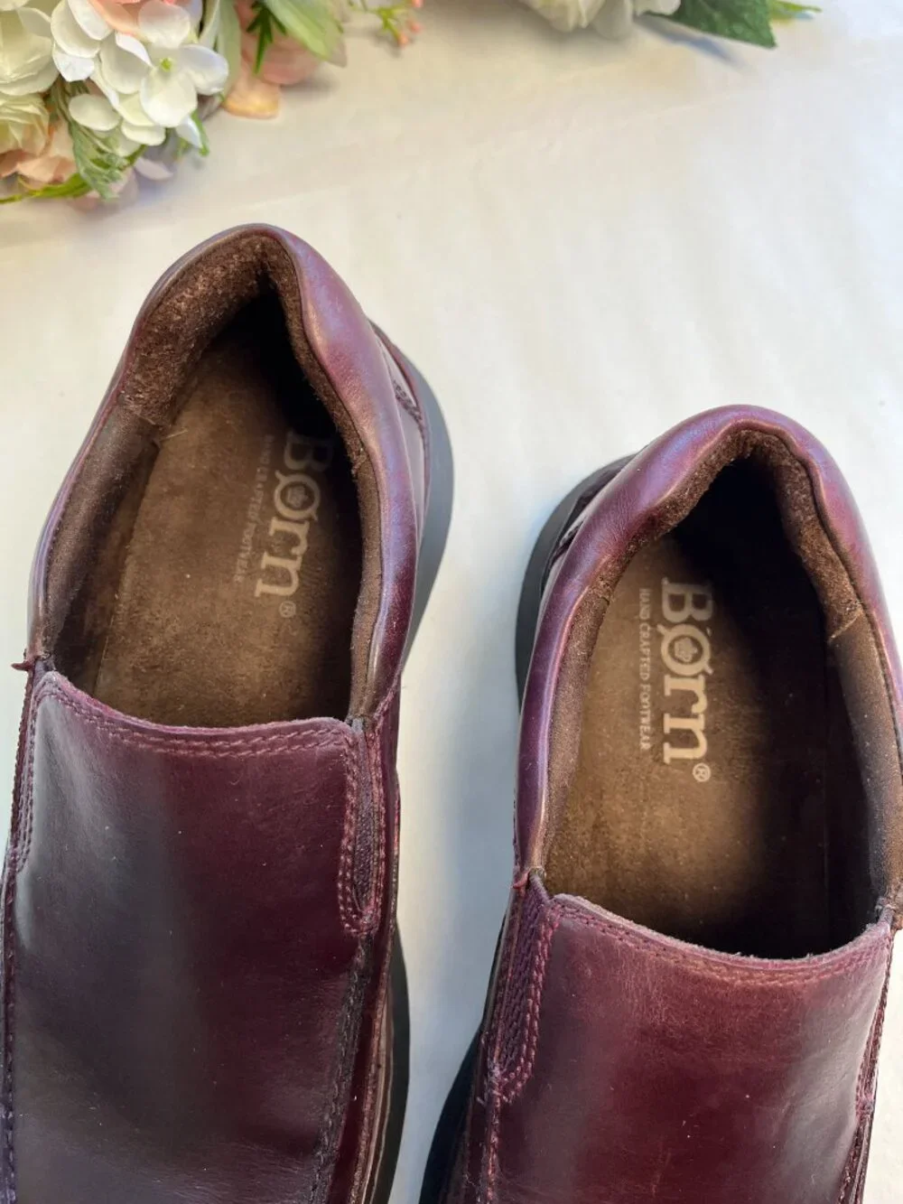 Born Brompton II Men’s 8.5M Burgundy Leather Slip-On Loafers